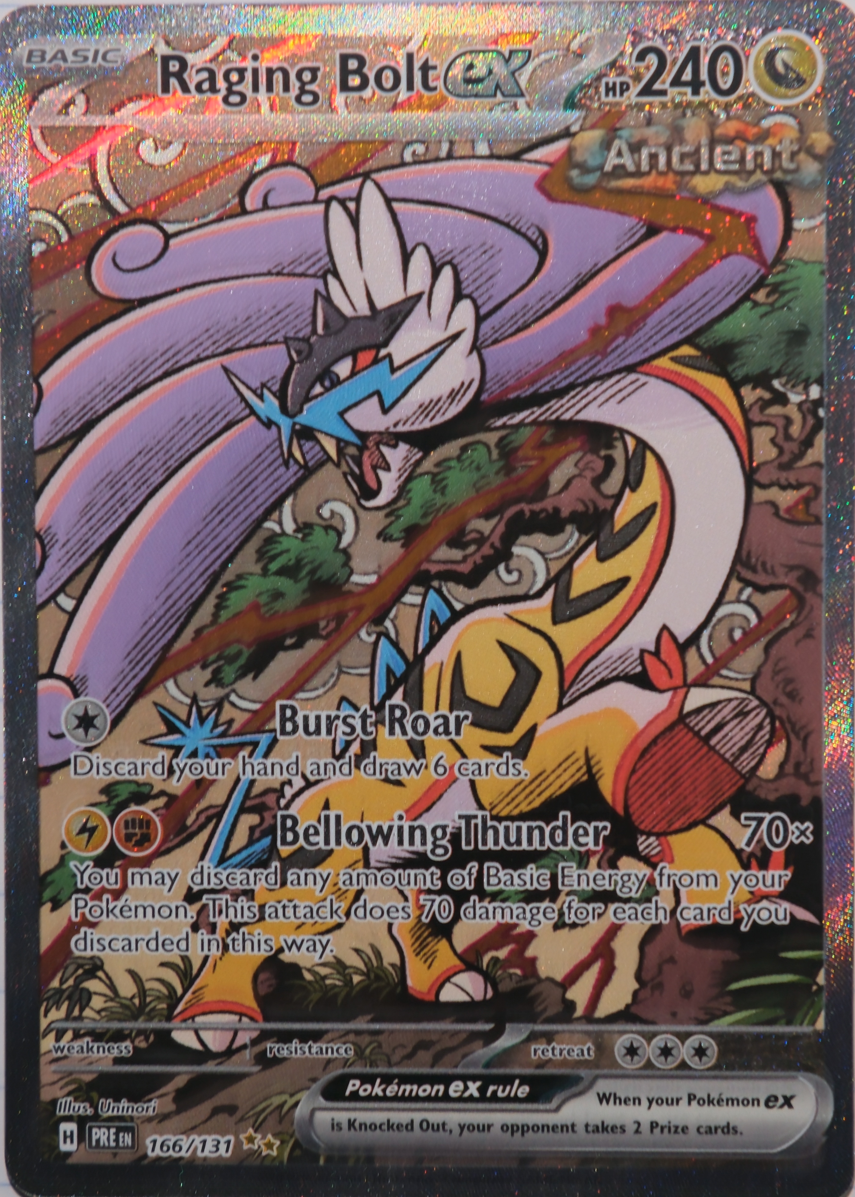 Max Rarity Raging Bolt Raging Bolt ex - Grade 9 - Prismatic Evolutions #166/131 | TCGrader