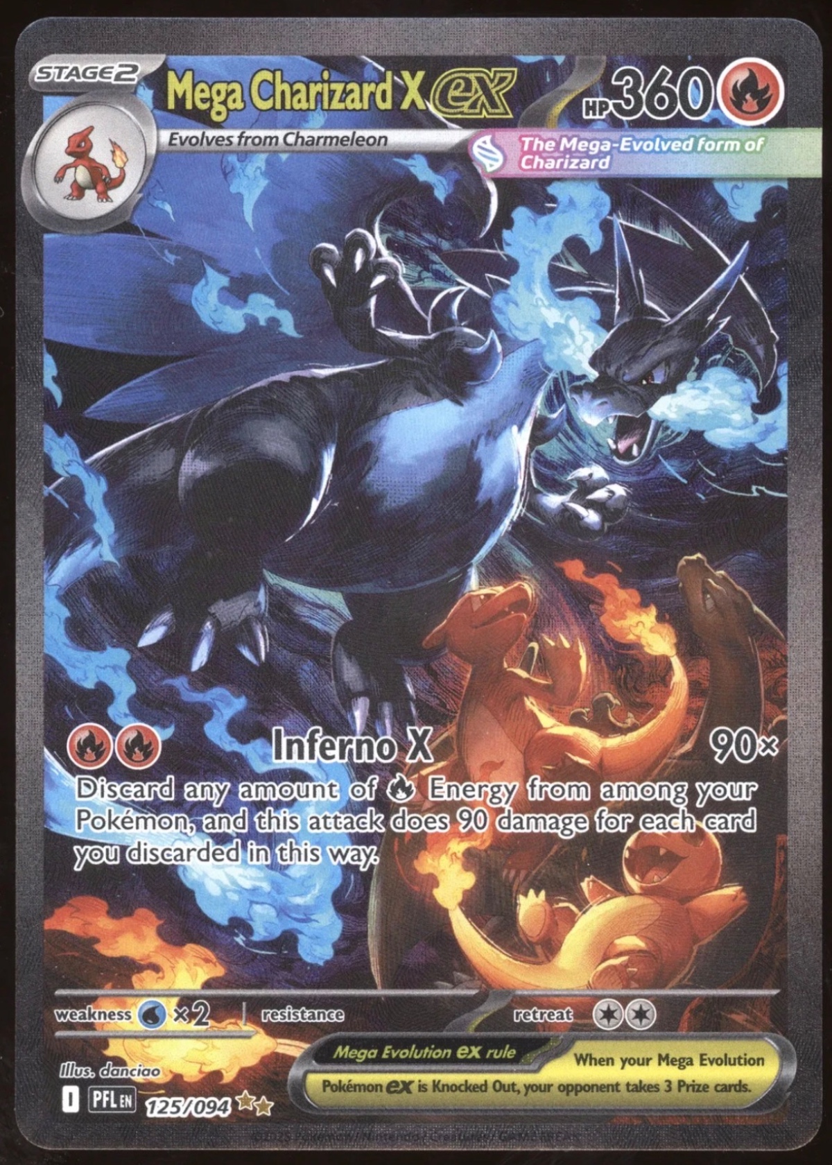 Mega Charizard X ex - Grade 8.5 - Phantasmal Flames #125/094
