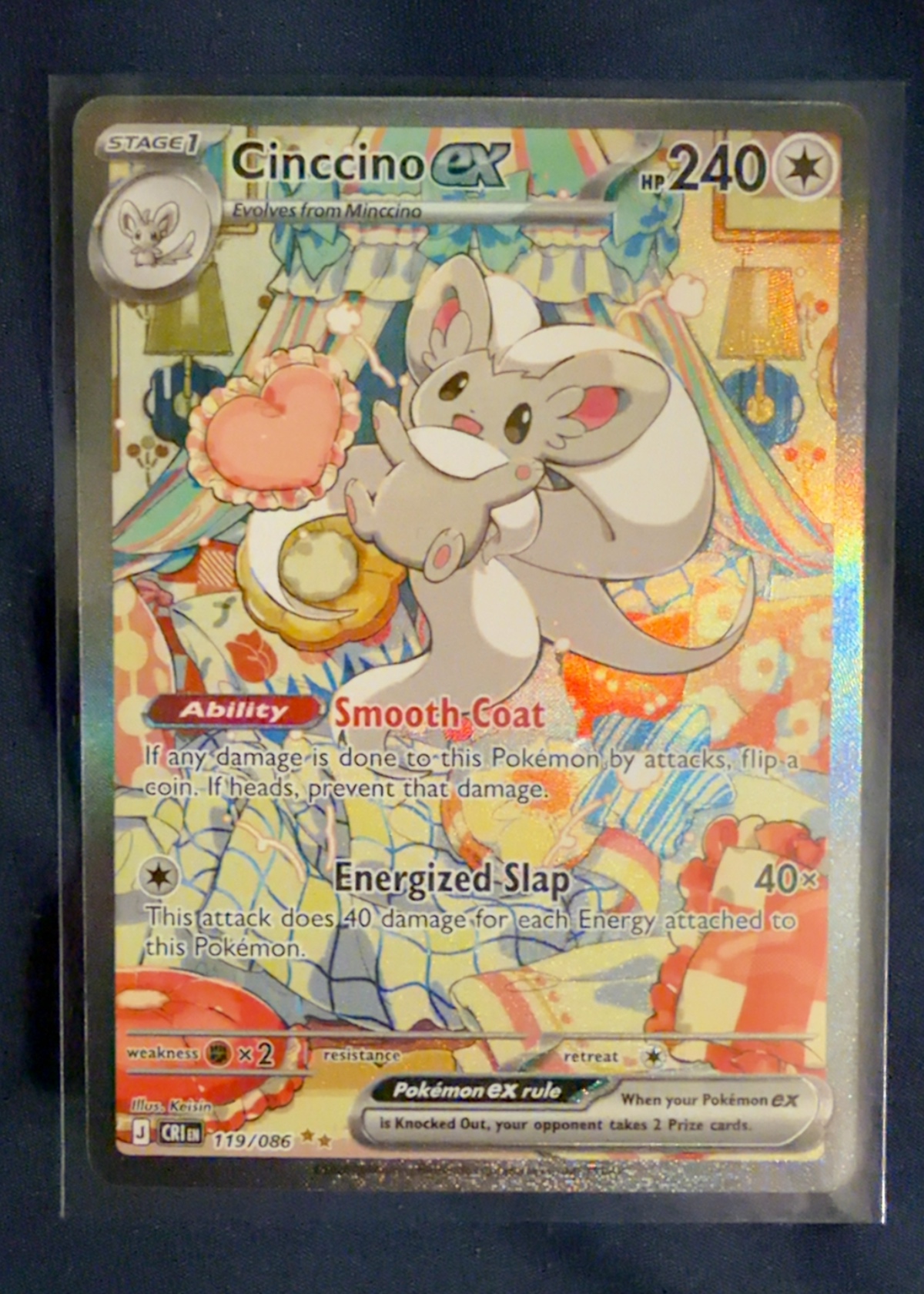 cinccino pokemon card  SIR  My favorite special illustration rare in Chaos Rising by far  and the cutie full art to go with it  this is even more stunning in Stage 1 Pokemon Card Cinccino ex SR