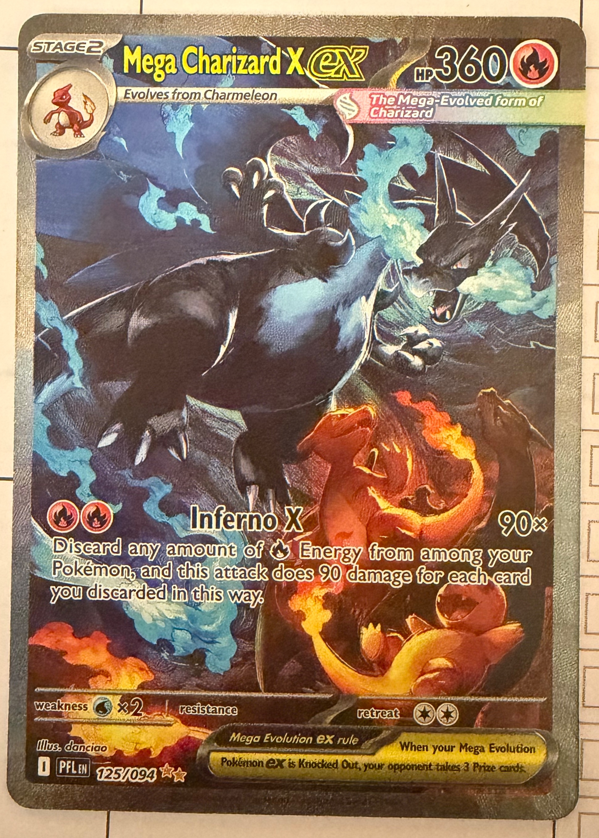 Mega Charizard X ex - Grade 8.5 - Phantasmal Flames #125/094