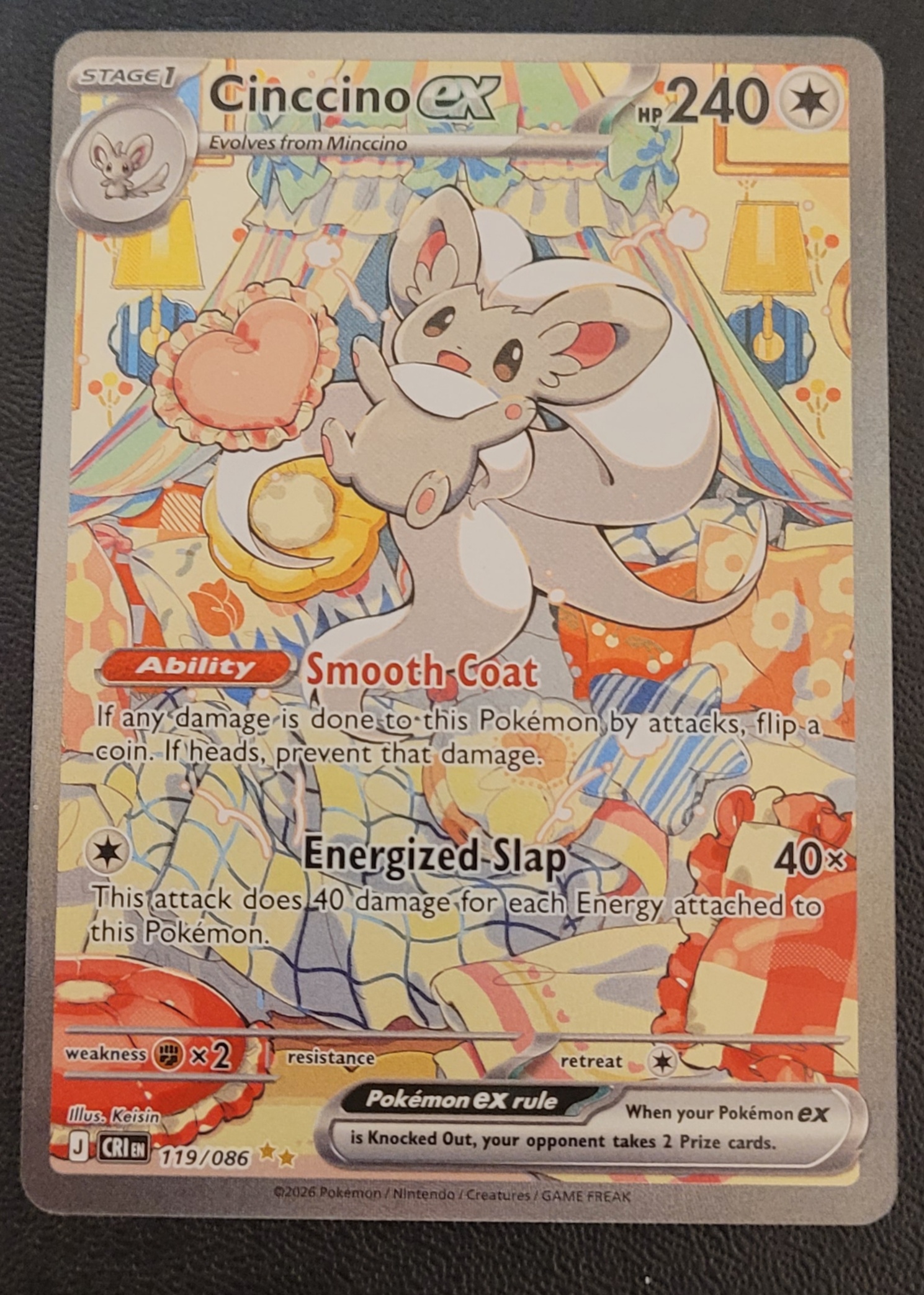 Cinccino ex - Grade 9 - Chaos Rising #119/086 | TCGrader
