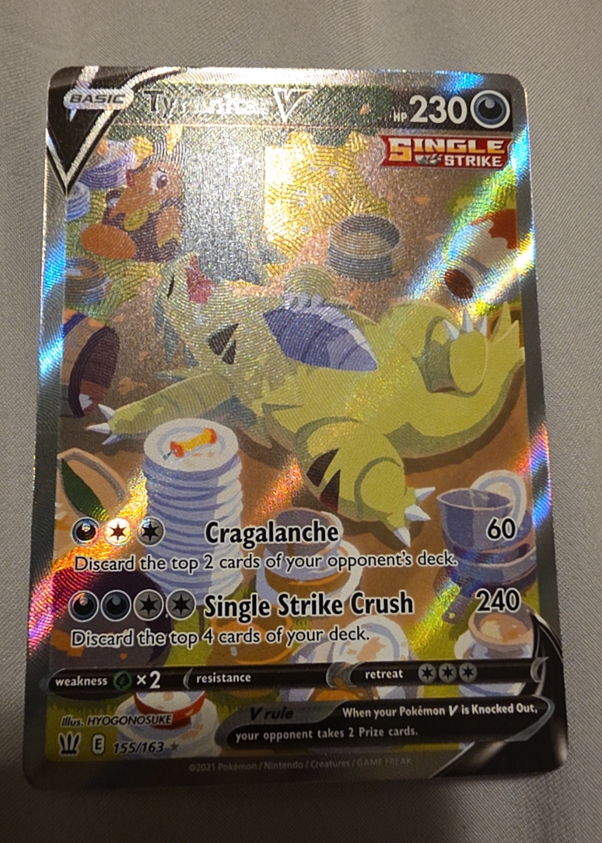 tyranitar v pokemon card value - Grade 8.5 - Battle Styles #155/163 Darkness / 230 / Basic Attack 1 Pokemon TCG Battle Styles 097/163