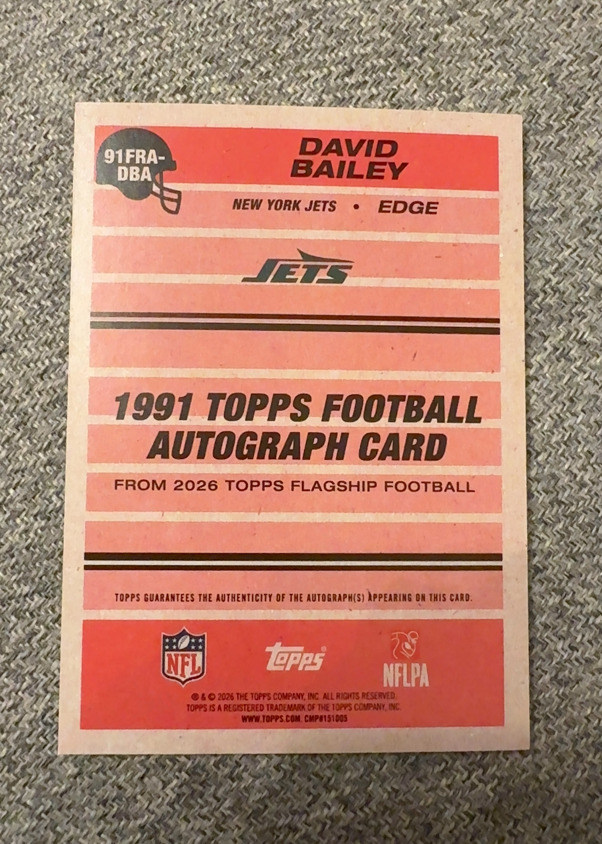 David Bailey - Grade 9 - 1991 Topps Football 35th Anniversary